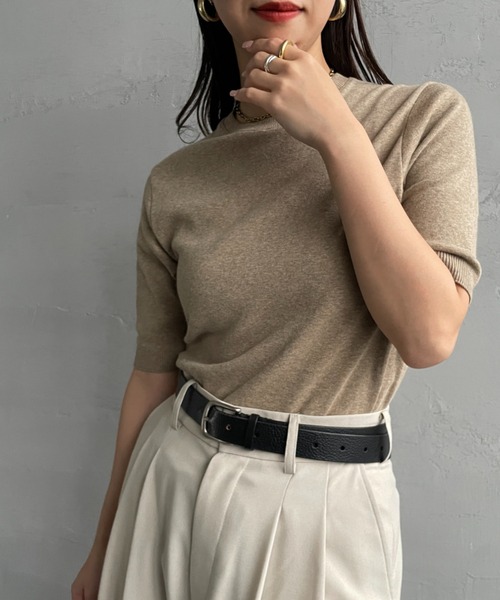 gicipi（ジチピ）の「[GICIPI/ジチピ] ARGENTO ショートスリーブニットソー（ニット/セーター・レディース・ブラック/ホワイト/キャメル・1）」の3枚目の写真