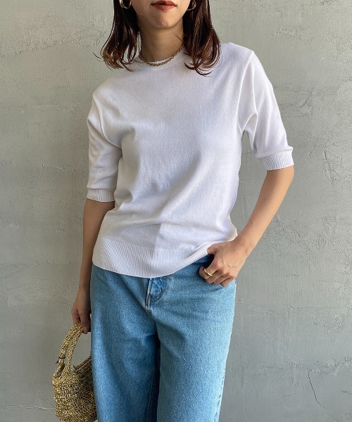 gicipi（ジチピ）の「[GICIPI/ジチピ] ARGENTO ショートスリーブニットソー（ニット/セーター・レディース・ブラック/ホワイト/キャメル・1）」の9枚目の写真