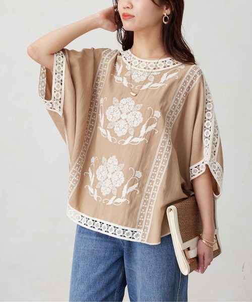 Chez toi(シェトワ)の「ボタニカル刺繍ドルマンプルオーバー(シャツ/ブラウス・レディース・ベージュ/チャコールグレー/ライトベージュ・FREE)」の21枚目の写真