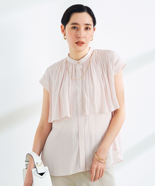 NOLLEY’S Sophi(ノーリーズソフィ)の「割織ケープギャザーブラウス(シャツ/ブラウス・レディース・チャコールグレー/オフホワイト/ベビーピンク/ベージュ・38/36)」の9枚目の写真