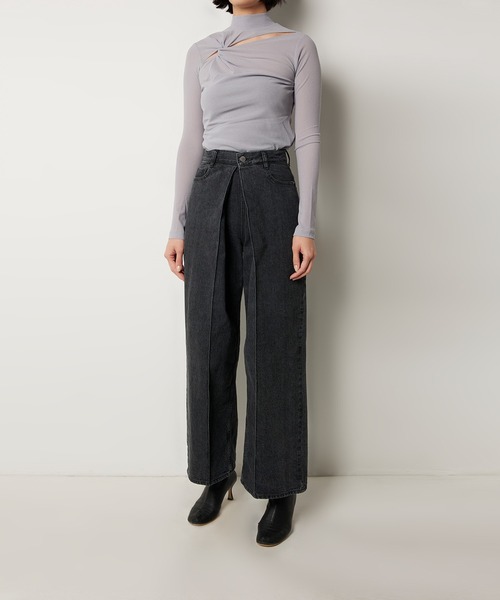 LE CIEL BLEU（ルシェルブルー）の「フロントタックワイドデニムパンツ / Front Tuck Wide Denim Pants（デニムパンツ・レディース・ブラック・38/36/34）」の2枚目の写真