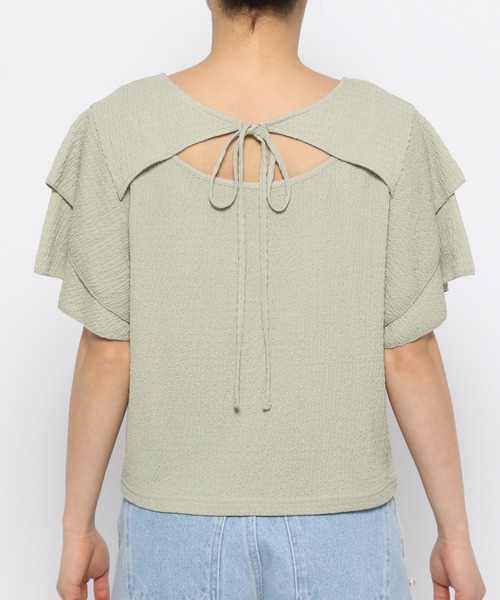 mysty woman（ミスティウーマン）の「リボンシャーリングプルオーバー　121027（Tシャツ/カットソー・レディース・ライトグリーン/オフホワイト/ブラック・FREE）」の18枚目の写真