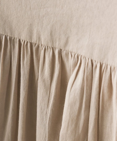 OMNES（オムネス）の「コットンボイル袖ボリュームギャザーワンピース（ワンピース・レディース・ブラック/ブルー/マスタード/ベージュ/ピンク・FREE）」の11枚目の写真