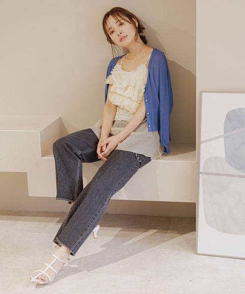 mysty woman（ミスティウーマン）の「フリルボリュームキャミ　120999（キャミソール・レディース・アイボリー/ブラック・FREE）」の5枚目の写真