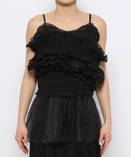 mysty woman（ミスティウーマン）の「フリルボリュームキャミ　120999（キャミソール・レディース・アイボリー/ブラック・FREE）」の6枚目の写真