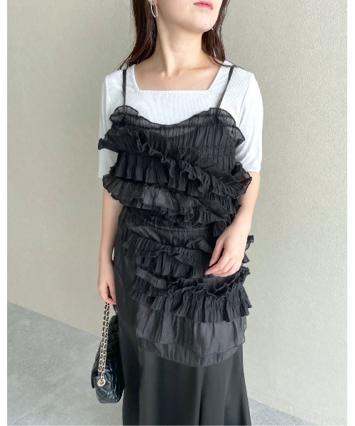 mysty woman（ミスティウーマン）の「フリルボリュームキャミ　120999（キャミソール・レディース・アイボリー/ブラック・FREE）」の15枚目の写真