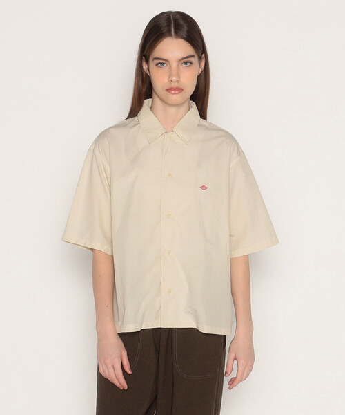 DANTON◆COTTON POPLIN HALF SLEEVE SHIRT/半袖ブラウス/38/DT-B0223 OPP DANTON WOMEN'S COTTON POPLIN HALF SLEEVE SHIRT