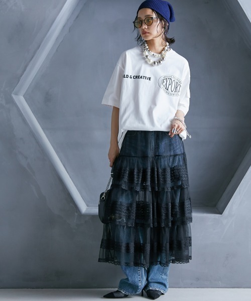 GEVS.(ジェイヴィス)の「 チュールティアードスカート(ペチスカート付) <大きいサイズ有>GEVS.(スカート・レディース・アイボリー/ブラック・M/L/LL/3L/4L/5L)」の17枚目の写真
