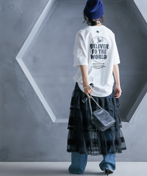 GEVS.(ジェイヴィス)の「 チュールティアードスカート(ペチスカート付) <大きいサイズ有>GEVS.(スカート・レディース・アイボリー/ブラック・M/L/LL/3L/4L/5L)」の8枚目の写真