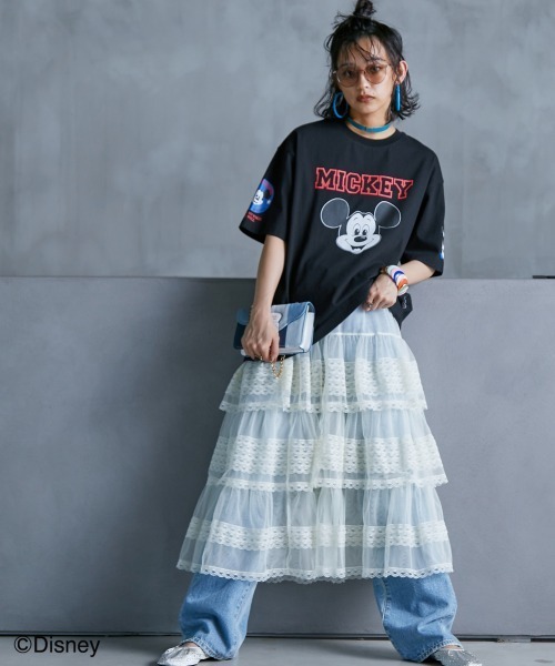 GEVS.(ジェイヴィス)の「 チュールティアードスカート(ペチスカート付) <大きいサイズ有>GEVS.(スカート・レディース・アイボリー/ブラック・M/L/LL/3L/4L/5L)」の7枚目の写真