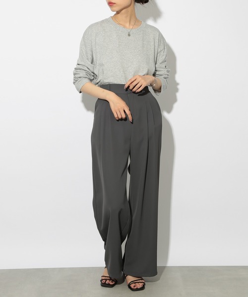 SETUP7（セットアップセブン）の「【SETUP7】ピンタックワイドルーズスラックス SCCH538（スラックス・レディース・グレー/ブラック・S/M）」の9枚目の写真