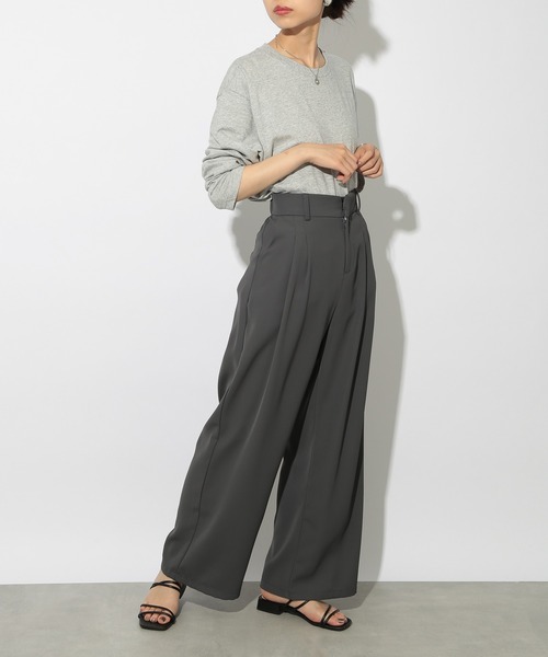 SETUP7（セットアップセブン）の「【SETUP7】ピンタックワイドルーズスラックス SCCH538（スラックス・レディース・グレー/ブラック・S/M）」の10枚目の写真