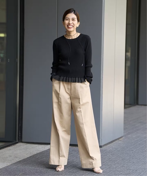 IENA（イエナ）の「《追加》チノタックワイドパンツ（チノパンツ・レディース・ベージュ/ホワイト・38/36/34）」の7枚目の写真