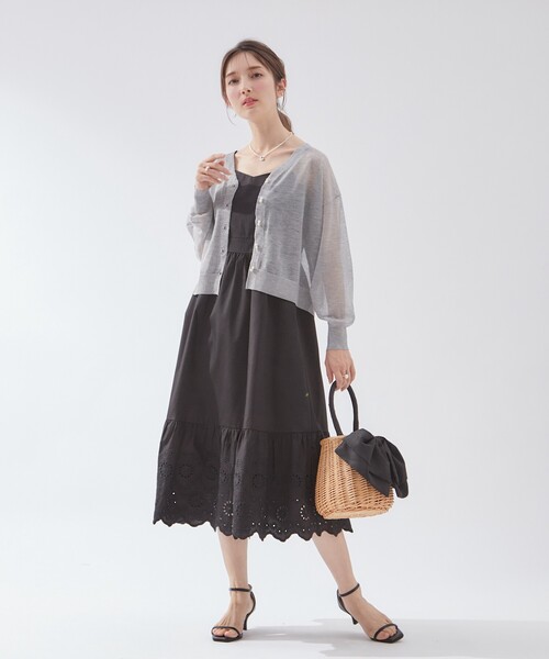 couture brooch（クチュールブローチ）の「◆新色＆追加入荷【冷房対策・日焼け対策にも◎】LEVITA／ダブルパール調釦ドロップカーディガン（カーディガン/ボレロ・レディース・オフホワイト/ブラック/ピンク/ライトグレー/ブラウン系その他/ライトイエロー系・38/42）」の21枚目の写真