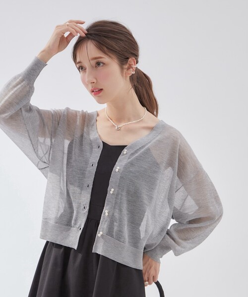 couture brooch（クチュールブローチ）の「◆新色＆追加入荷【冷房対策・日焼け対策にも◎】LEVITA／ダブルパール調釦ドロップカーディガン（カーディガン/ボレロ・レディース・オフホワイト/ブラック/ピンク/ライトグレー/ブラウン系その他/ライトイエロー系・38/42）」の17枚目の写真