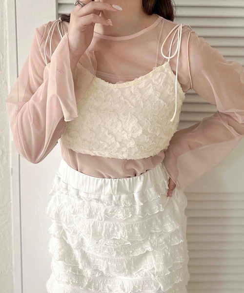 apres jour clair(アプレジュールクレア)の「【apres jour clair】フラワーレースビスチェ【ZOZOTOWN限定アイテム】(キャミソール・レディース・アイボリー/ブラック・X-LARGE/フリー)」の10枚目の写真