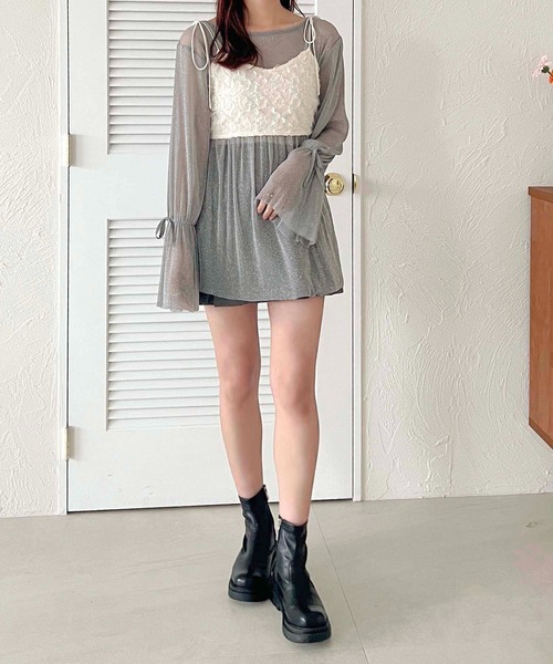 apres jour clair(アプレジュールクレア)の「【apres jour clair】フラワーレースビスチェ【ZOZOTOWN限定アイテム】(キャミソール・レディース・アイボリー/ブラック・X-LARGE/フリー)」の9枚目の写真