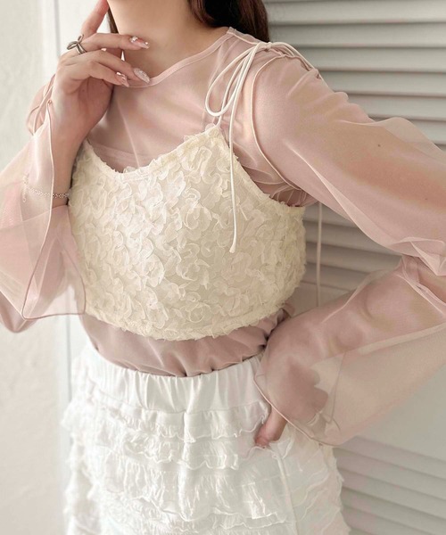 apres jour clair(アプレジュールクレア)の「【apres jour clair】フラワーレースビスチェ【ZOZOTOWN限定アイテム】(キャミソール・レディース・アイボリー/ブラック・X-LARGE/フリー)」の6枚目の写真