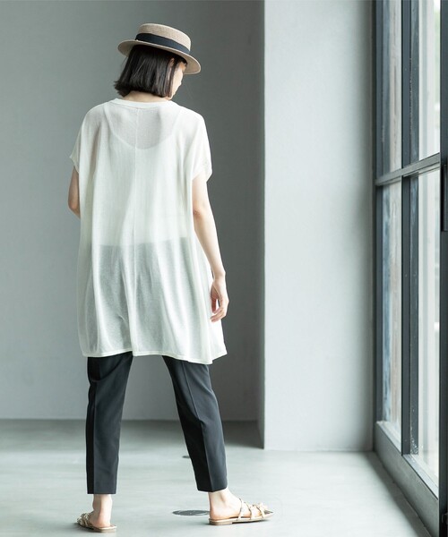 OPAQUE.CLIP（オペークドットクリップ）の「◆セットアップ対応 前後差ヘムテーパードパンツ　ストレッチリネンライク【UVケア/洗濯機洗い可】（その他パンツ・レディース・ブラック/グレー・38/40/42）」の19枚目の写真