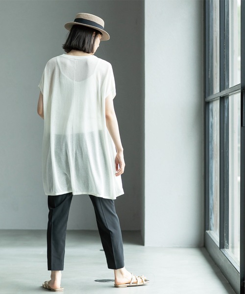 OPAQUE.CLIP（オペークドットクリップ）の「◆セットアップ対応 前後差ヘムテーパードパンツ　ストレッチリネンライク【UVケア/洗濯機洗い可】（その他パンツ・レディース・ブラック/グレー・38/40/42）」の16枚目の写真