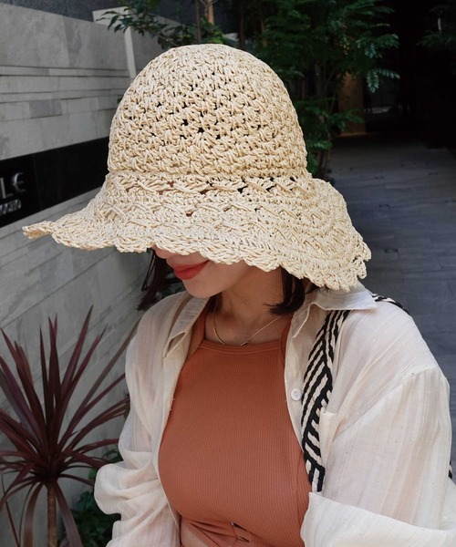 CORNERS(コーナーズ)の「麦わらペーパーハット(ハット・レディース・キャメル/ベージュ/ライトベージュ・FREE)」の2枚目の写真