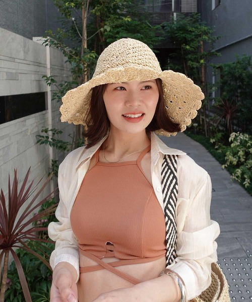 CORNERS(コーナーズ)の「麦わらペーパーハット(ハット・レディース・キャメル/ベージュ/ライトベージュ・FREE)」の6枚目の写真