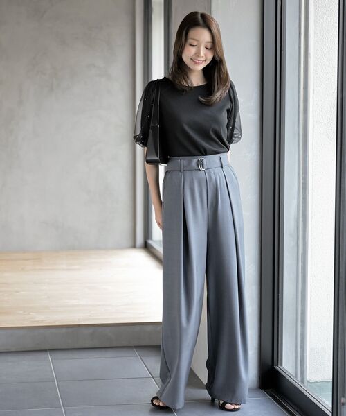 rps（アールピーエス）の「チュールパールハーフスリーブカットプルオーバー（Tシャツ/カットソー・レディース・オフホワイト/ブラック・フリー）」の3枚目の写真