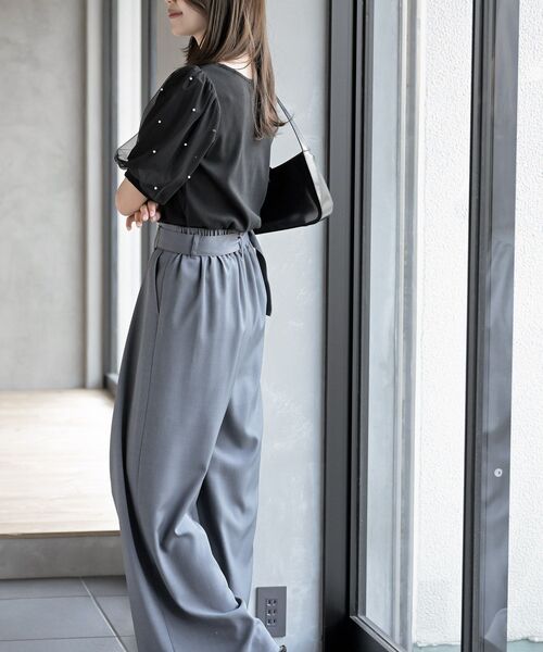 rps（アールピーエス）の「チュールパールハーフスリーブカットプルオーバー（Tシャツ/カットソー・レディース・オフホワイト/ブラック・フリー）」の6枚目の写真