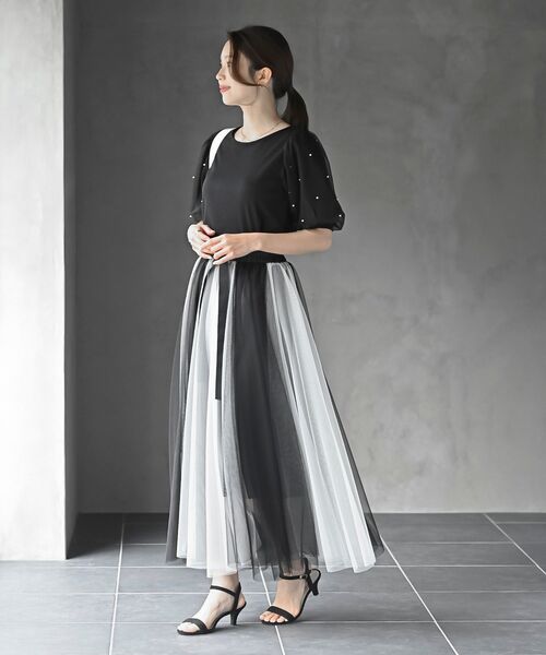 rps（アールピーエス）の「チュールパールハーフスリーブカットプルオーバー（Tシャツ/カットソー・レディース・オフホワイト/ブラック・フリー）」の11枚目の写真