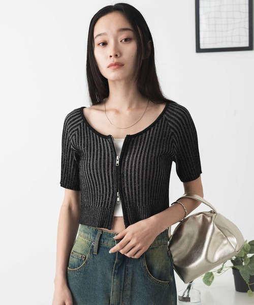 WEGO(ウィゴー)の「WEGO/ダブルジップオフショルニットトップス(ニット/セーター・レディース・オフホワイト/ブラック・FREE)」の18枚目の写真