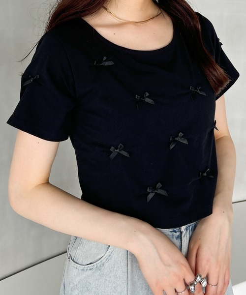 Heather(ヘザー)の「サテンリボンTEE 127405(Tシャツ/カットソー・レディース・ブラック/ピンク/ホワイト・FREE)」の9枚目の写真