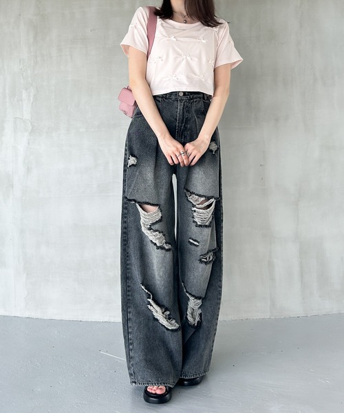 Heather(ヘザー)の「サテンリボンTEE 127405(Tシャツ/カットソー・レディース・ブラック/ピンク/ホワイト・FREE)」の13枚目の写真