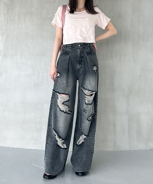 Heather(ヘザー)の「サテンリボンTEE 127405(Tシャツ/カットソー・レディース・ブラック/ピンク/ホワイト・FREE)」の14枚目の写真