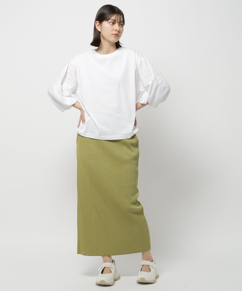 niko and...（ニコアンド）の「袖布帛レースバルーンプルオーバー（Tシャツ/カットソー・レディース・ブラック/イエロー/ピンク/オフホワイト・LARGE/MEDIUM）」の10枚目の写真