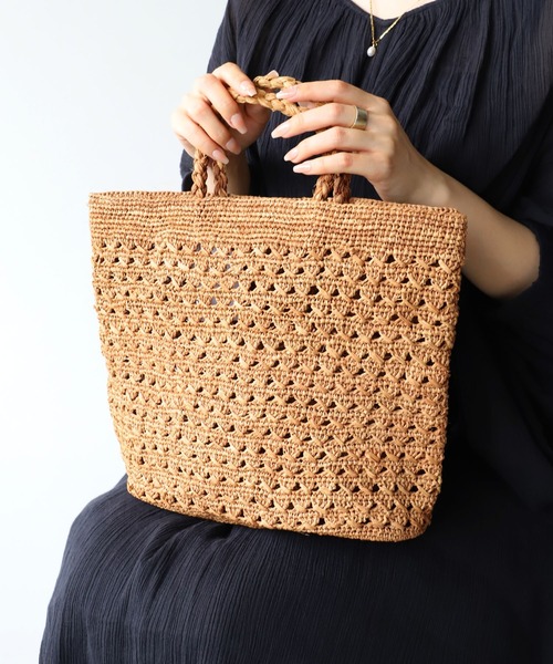 MICA&DEAL（マイカ＆ディール）の「【AFRICANSQUARE】ラフィアかぎ編みバッグ（ハンドバッグ・レディース・ブラウン・FREE）」の15枚目の写真