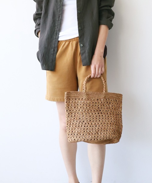 MICA&DEAL（マイカ＆ディール）の「【AFRICANSQUARE】ラフィアかぎ編みバッグ（ハンドバッグ・レディース・ブラウン・FREE）」の10枚目の写真