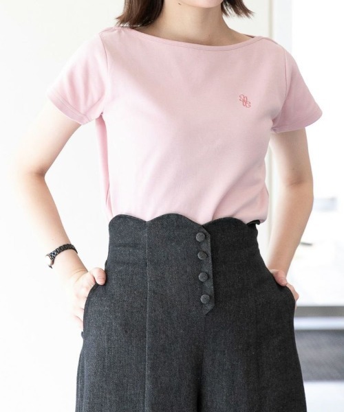 an another angelus（アンアナザーアンジェラス）の「ロゴ刺繍フレンチスリーブT/ananotherangelus（Tシャツ/カットソー・レディース・ピンク/アイボリー/ブラック・FREE）」の13枚目の写真