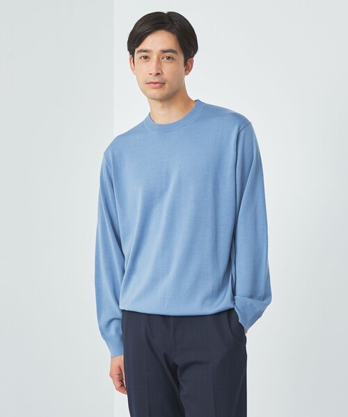 green label relaxing(グリーンレーベルリラクシング)の「スーパーファインメリノウール クルーネック ニット(ニット/セーター・メンズ・オレンジ/ブラック/ライトブルー/グレー・S/M/L/XL)」の3枚目の写真