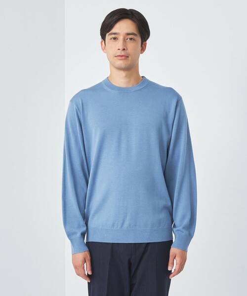 green label relaxing(グリーンレーベルリラクシング)の「スーパーファインメリノウール クルーネック ニット(ニット/セーター・メンズ・オレンジ/ブラック/ライトブルー/グレー・S/M/L/XL)」の17枚目の写真
