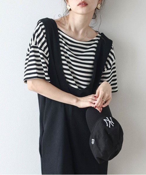 La-gemme（ラジェム）の「クロップドボーダーTシャツ（Tシャツ/カットソー・レディース・グレー/グリーン/レッド/ブルー/ブラック・フリー）」の7枚目の写真