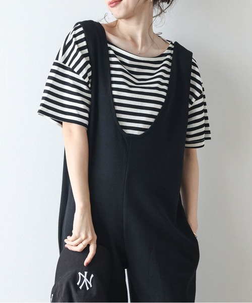 La-gemme（ラジェム）の「クロップドボーダーTシャツ（Tシャツ/カットソー・レディース・グレー/グリーン/レッド/ブルー/ブラック・フリー）」の8枚目の写真