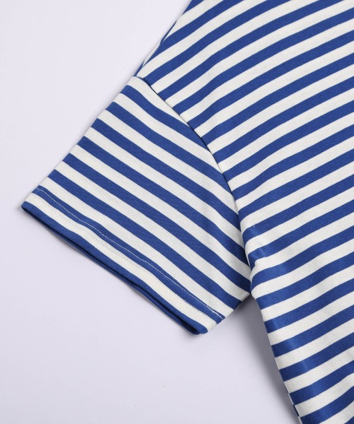 La-gemme（ラジェム）の「クロップドボーダーTシャツ（Tシャツ/カットソー・レディース・グレー/グリーン/レッド/ブルー/ブラック・フリー）」の20枚目の写真