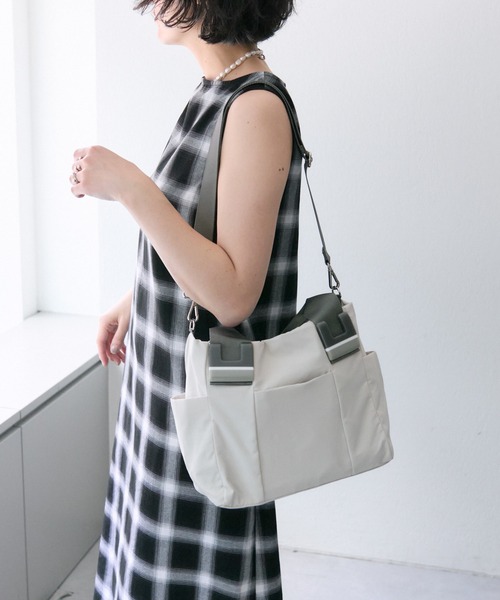 ポケット8個/ショルダー付き》樹脂パーツトートバッグSサイズ（トート