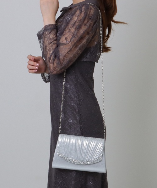 Lace Ladies(レースレディース)の「ビジューライン プリーツ フラップ スリム クラッチバッグ(クラッチバッグ・レディース・シルバー/ブラック・FREE)」の16枚目の写真