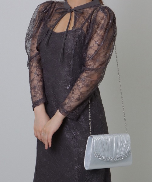 Lace Ladies(レースレディース)の「ビジューライン プリーツ フラップ スリム クラッチバッグ(クラッチバッグ・レディース・シルバー/ブラック・FREE)」の17枚目の写真