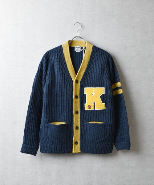 T2】【HOUSTON / ヒューストン】BICOLOR LETTERD CARDIGAN 【公式通販】