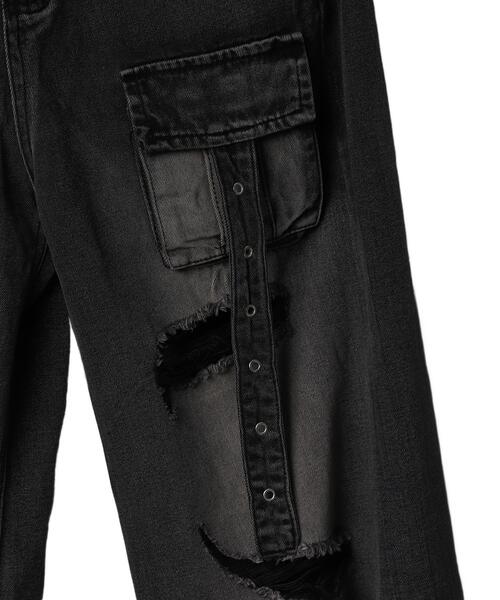 Figments（フィグメンツ）の「デストロイパンクバギーデニムパンツ（デニムパンツ・レディース・ブルー/ブラック・SMALL/MEDIUM/LARGE）」の16枚目の写真