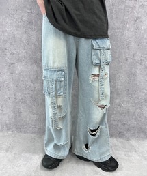 デストロイ ダメージ加工」に該当するデニムパンツ（クラッシュ