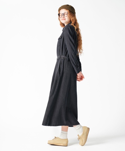 Qutie Frash * ブラックデニムシャツワンピース SHIPS any シャツワンピース any:「洗濯機可能」デニム ブザム