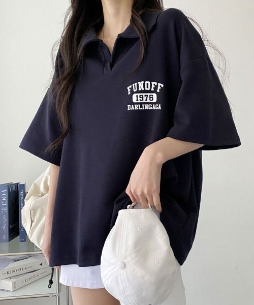 VIVID LADY(ビビッドレディー)の「襟付き半袖Tシャツブロークコア レディース(Tシャツ/カットソー・レディース・ホワイト系その他/ネイビー/ブラック・FREE)」の22枚目の写真